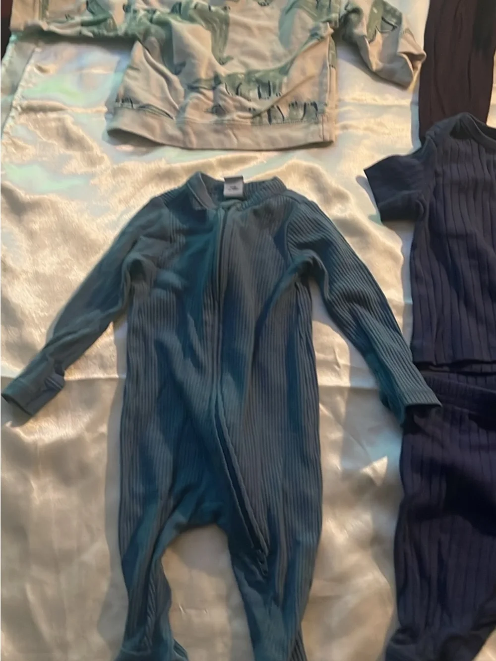 Carter's Blue Striped 'Little Brother' Zip Footed One-Piece 12 piece